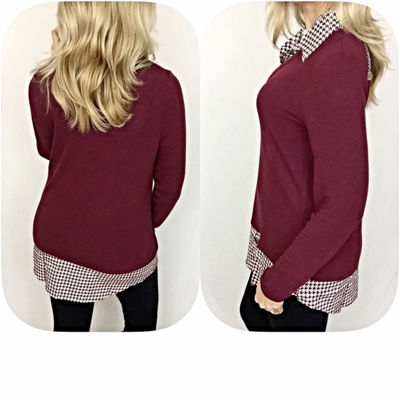 Layered Look Houndstooth Tunic Top Large - Picture 4 of 4