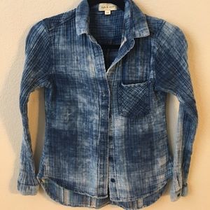 Cloth and Stone denim/plaid top