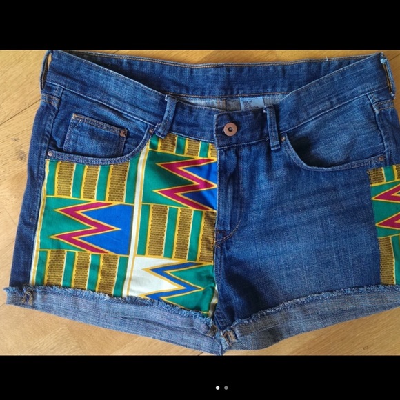 HANDMADE DENIM KENTE AFRICAN CLOTH, SIZE 8-10 US - Picture 1 of 2