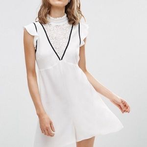 Asos White High Neck Romper