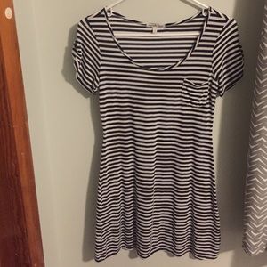 White and navy blue striped t-shirt dress