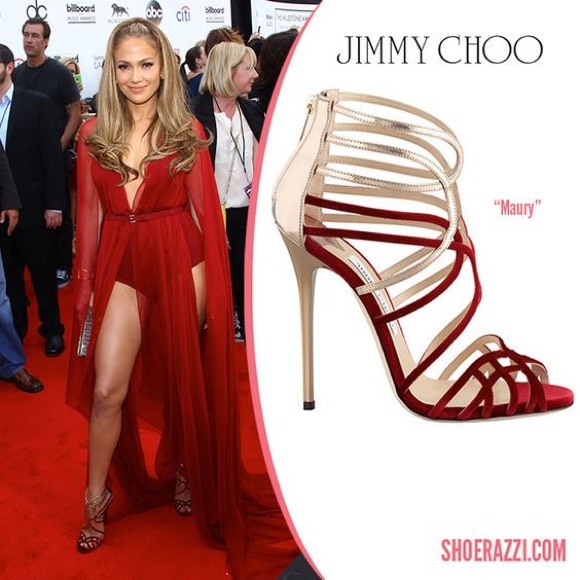 Jimmy Choo "Maury" Velvet Metallic Sandals. - Picture 2 of 8