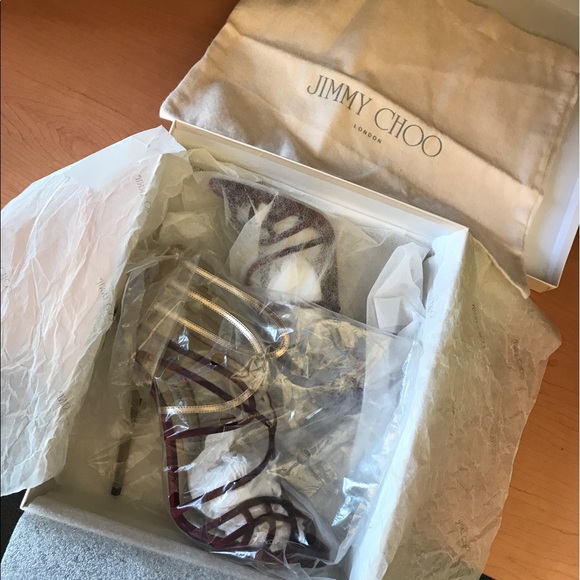 Jimmy Choo "Maury" Velvet Metallic Sandals. - Picture 7 of 8