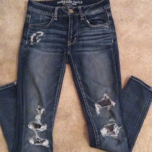 American Eagle patched jeans