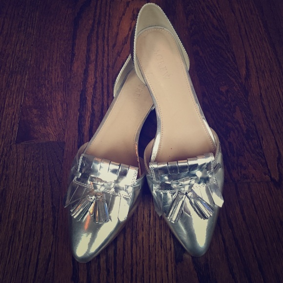 J.Crew Mirror Metallic d'Orsay loafer flats sz6