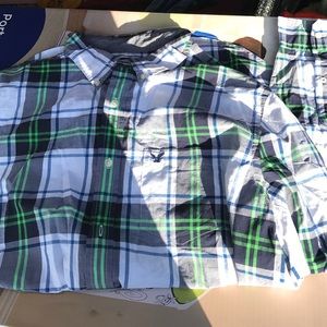 American eagle button down plaid shirt