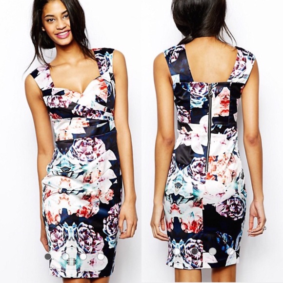 Lipsy VIP Dresses & Skirts - LIPSY VIP Pencil Dress in Rose Print NWT