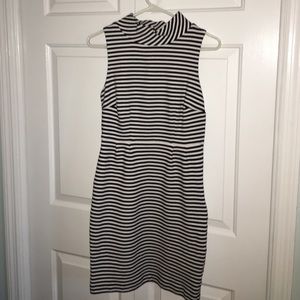 Boden Navy and White Striped Pique Cotton Dress