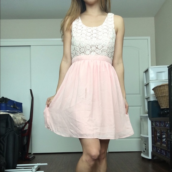 Pink and white lace dress