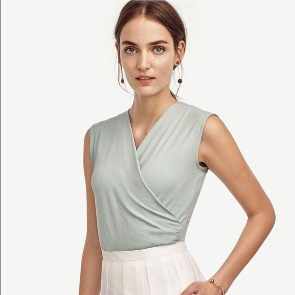Ann Taylor Cap Sleeve Wrap Top
