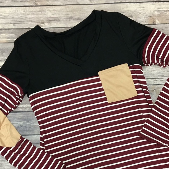 🔴LAST ONE🔴 Burgundy Striped Top - Picture 2 of 2