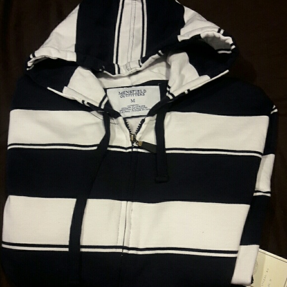 Mens Zip-up Hoodie NWT Size M Navy blue/ Wht - Picture 1 of 3