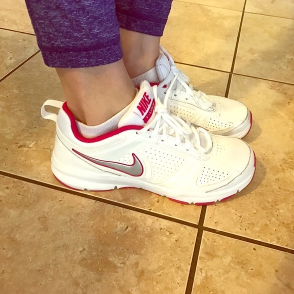 BNWT white nikes with pink detail