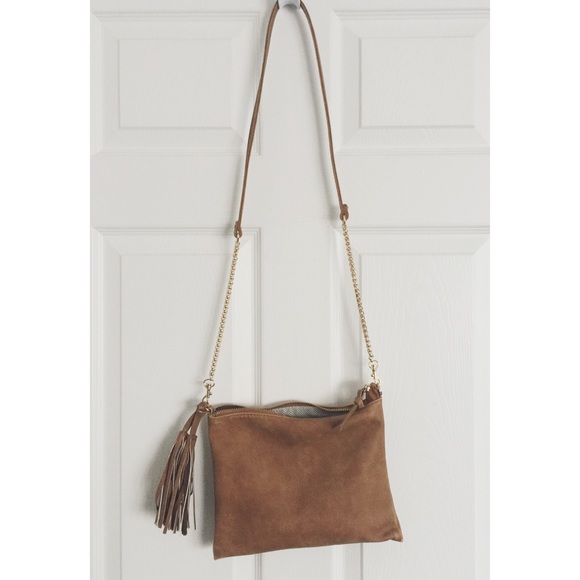 Camel Crossbody with Fringe