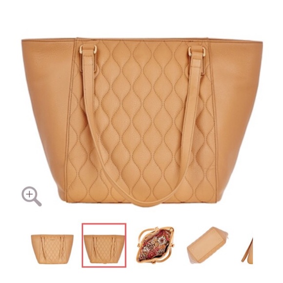 Vera Bradley Quilted Leather Tote -Small Ella Nude