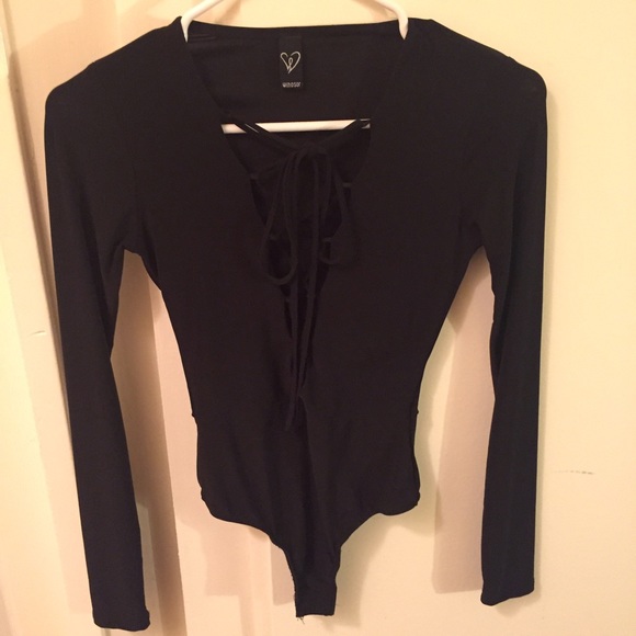 Long sleeve lace up front body suit