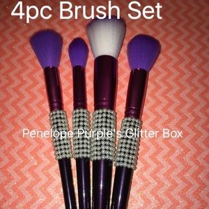 4pc Rhinestoned Makeup Brush Set