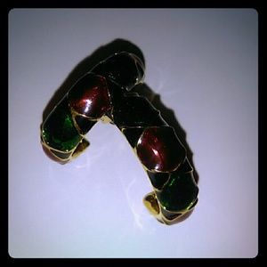 Holiday gold tone  enamel hoops