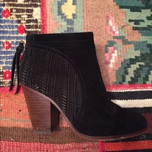 Black Suede Coach Ankle Boots
