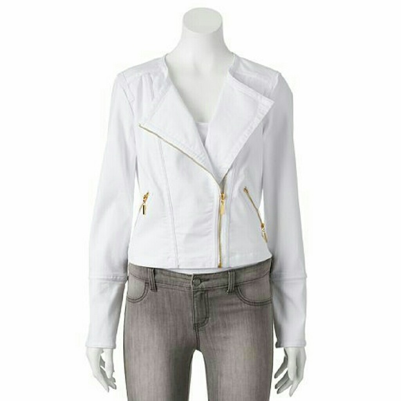 Jennifer Lopez Jackets & Blazers - Jennifer Lopez White Moto Jean Jacket