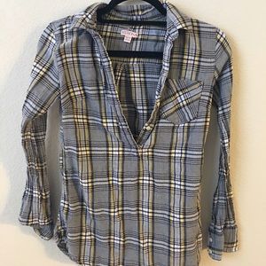 Plaid half button flannel