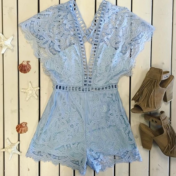 Blue Lace Romper