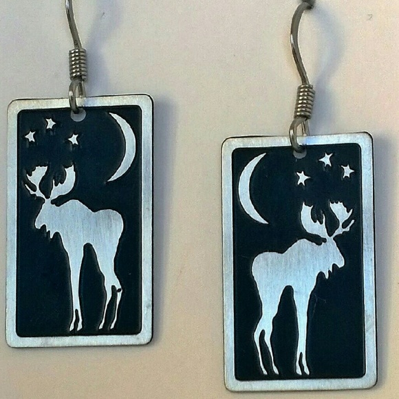 Sterling silver moose earrings