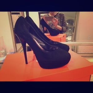 Steve Madden suede black platform stilettos