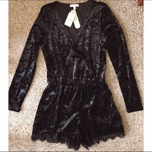 Gianni Bini velvet Romper with Lace
