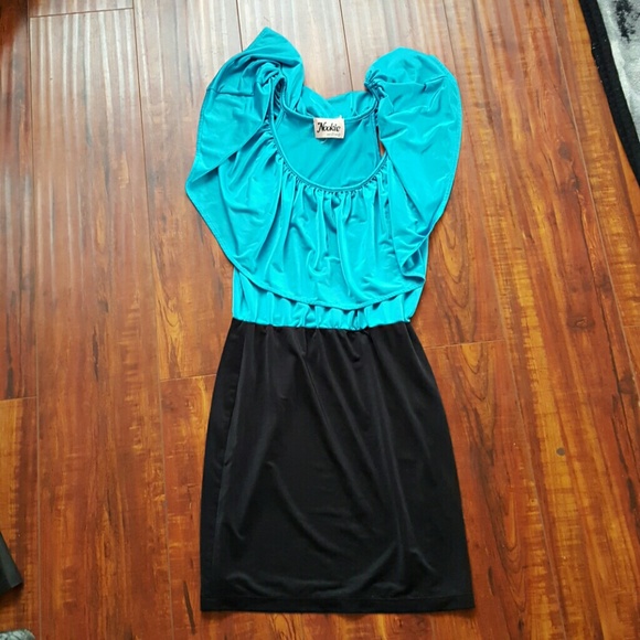 Blue and black mini dress