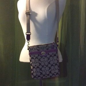 Coach Signature Tan and Raspberry