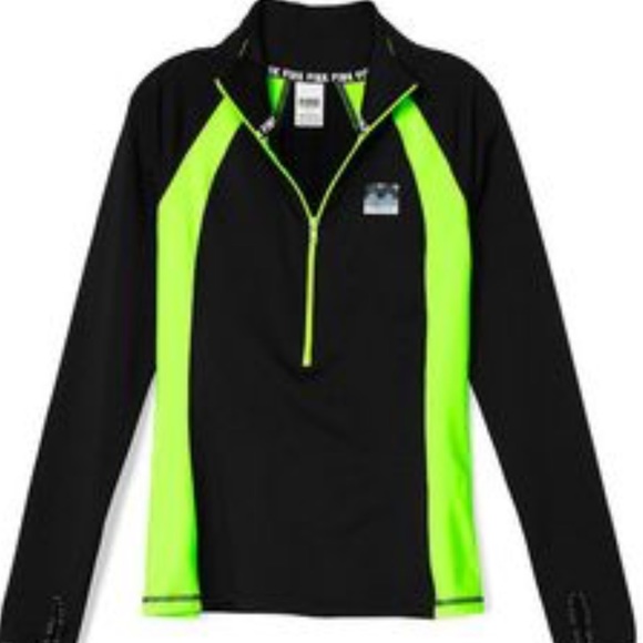 Black and line green half zip from pink