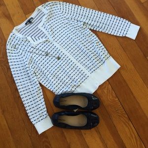 Black and White Hyphen Striped Cardigan