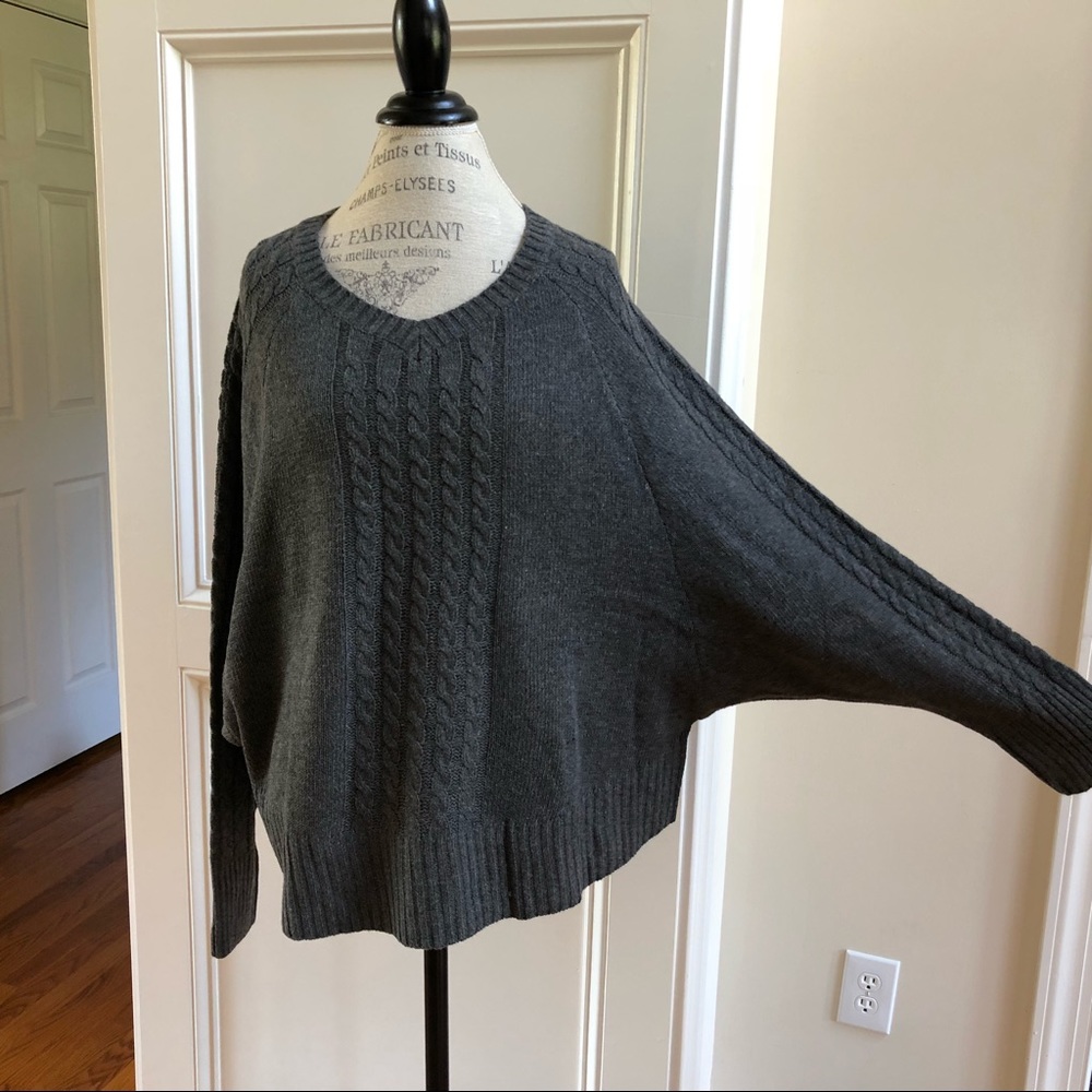 Cable knit dolman sleeve sweater new gray - Picture 6 of 8