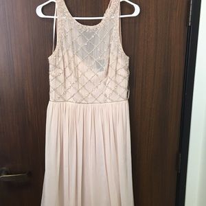 Blush sequined and sheer dress