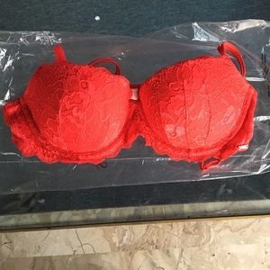 PINK Victoria's Secret red lacy date bra.