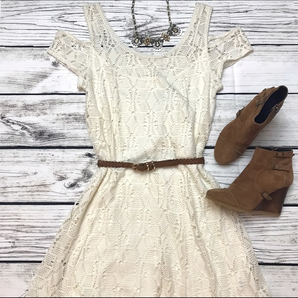 Free People Dresses & Skirts - FREE PEOPLE Lace Open Knit Cold Shoulder Dress