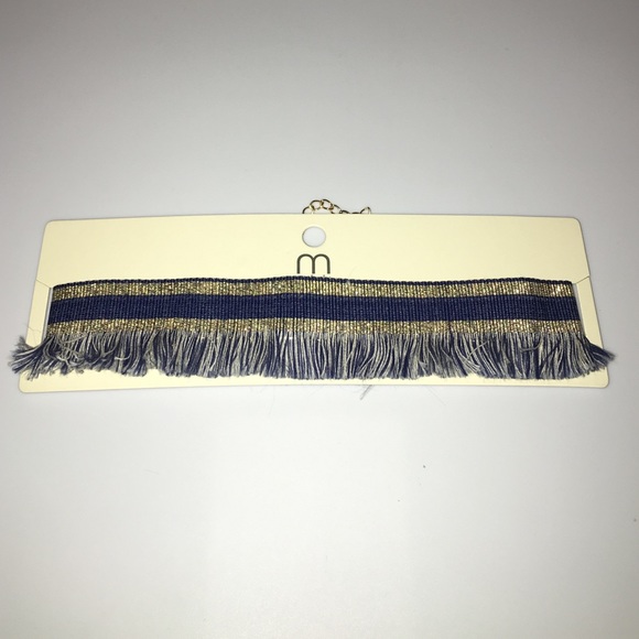 Gorgeous Denim & Gold Fringed choker! - Picture 3 of 4