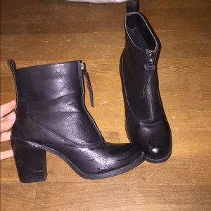 black leather sock boots