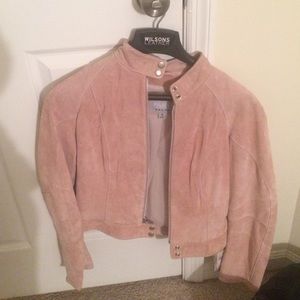 Wilsons Leather blush pink suede moto jacket