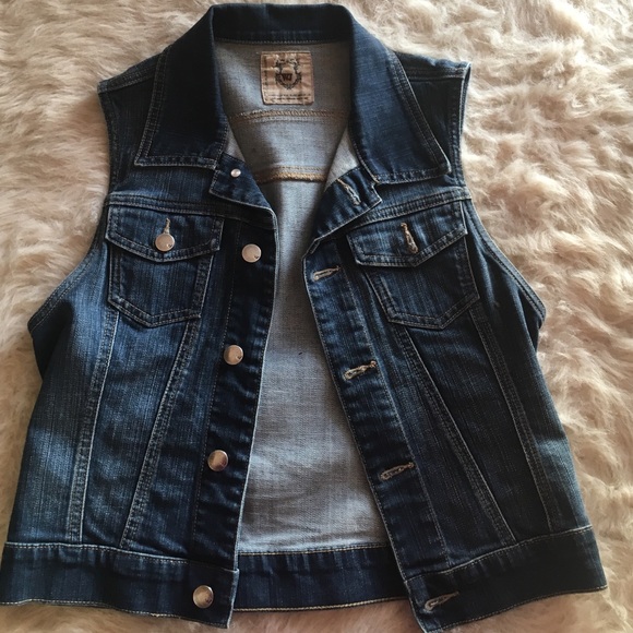 Dark wash jean vest