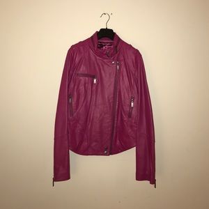 Real Pink Leather Jacket for women