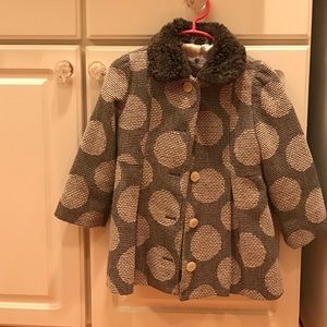 3T Grey and White Cherokee Polka Dot Peacoat
