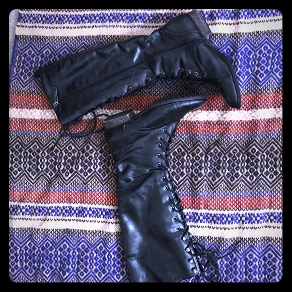 Black knee high boots