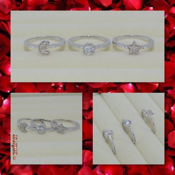 NEW SZS🆕3pc Diamonique & CZ White GF Stackables - Picture 2 of 4