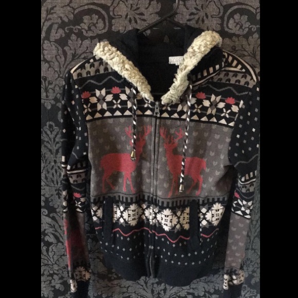 Ugly Sweater Deer Jacket with Zipper and Hood