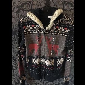 Ugly Sweater Deer Jacket with Zipper and Hood
