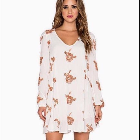 Free people ivory embroidered Emma mini dress