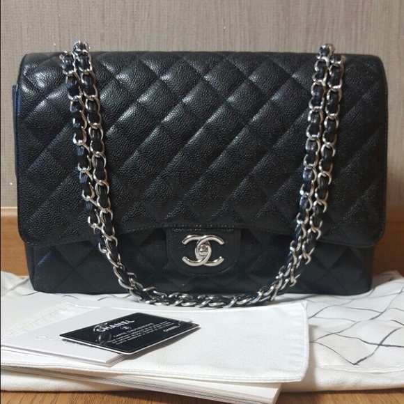 Sold❌Chanel maxi double flap bag caviar black SHW