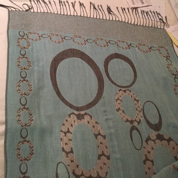 Beautiful Wrap PASHMINA & silk, blue brown & cream
